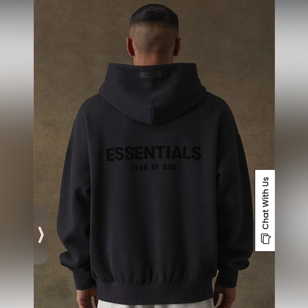 NWT Fear of God Essentials Stretch Limo Black Hoodie- Size Medium - Picture 3 of 7